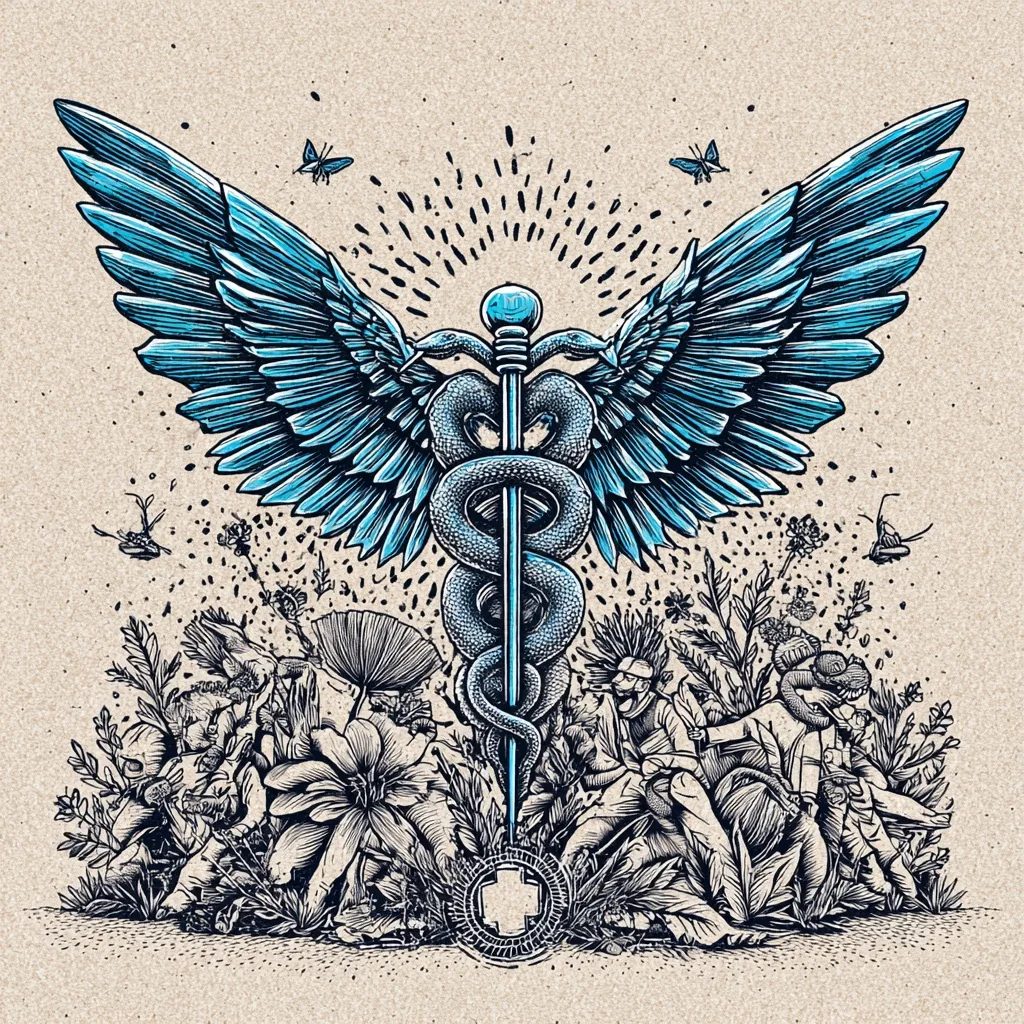 Winged caduceus emblem